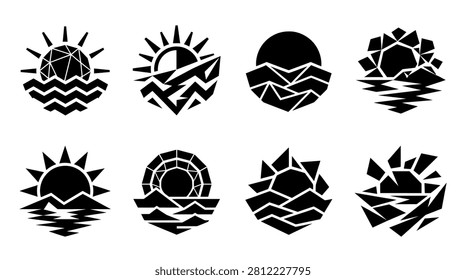 Collection of black sun symbols