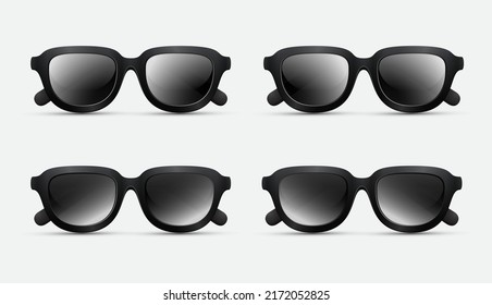 Collection of black sunglasess design icon vector