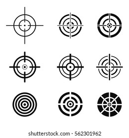 Collection Of Black Target Icons. Aim Signs Set. Vector Illustration.