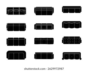Collection of black three seat sofas
