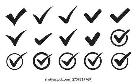 Collection black tick symbol design