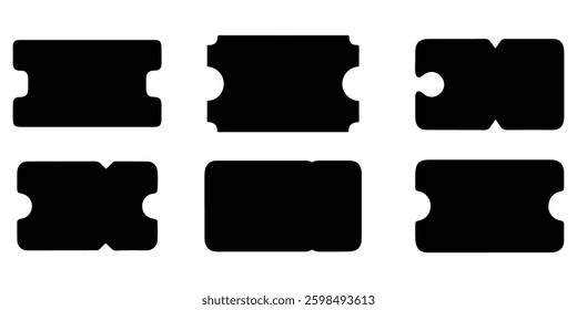 Collection of Black Ticket Template Designs for Print vector on white background