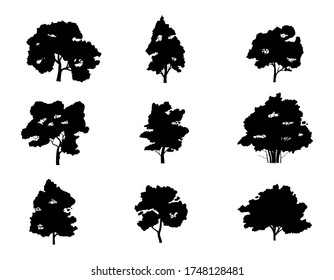 collection black tree Symbol style and white background. Can be used for your work.