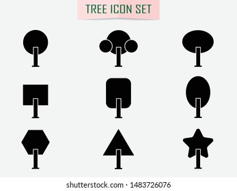 Collection of Black trees Icon. Can be used to illustrate any nature or healthy lifestyle topic.