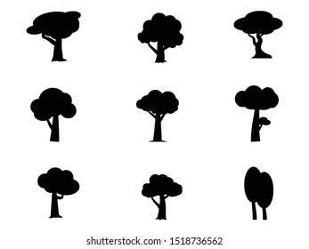 Collection of Black trees Icon. Can be used to illustrate any nature or healthy lifestyle topic.