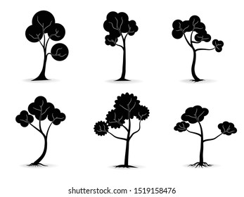 Collection of Black trees Icon. Can be used to illustrate any nature or healthy lifestyle topic.