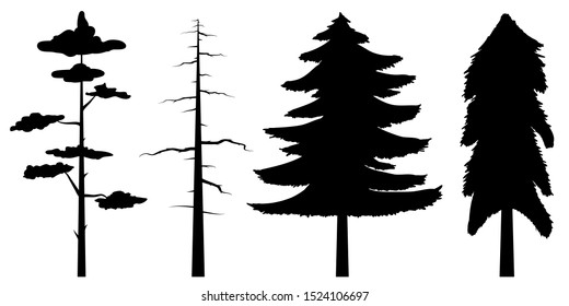Collection of Black trees Icon. Can be used to illustrate any nature or healthy lifestyle topic.
