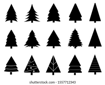 Collection of Black trees Icon. Can be used to illustrate any nature or healthy lifestyle topic.