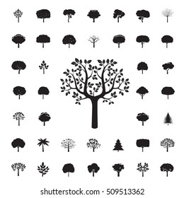 Collection of Black Trees. Vector icons.