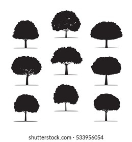 Collection of Black Trees. Vector icons.