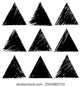 A collection of black triangles displayed prominently on a white background