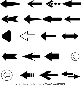 : Colección de los iconos negros de la flecha del Vector para el Diseño web y los Elementos de la interfaz de usuario