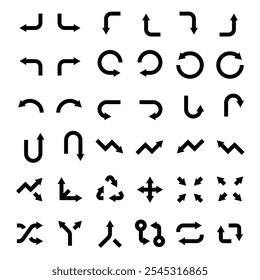 Collection of black vector arrows isolated on white. Arrow vector icon set. Arrows collection. Directional arrows collection