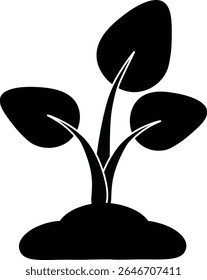 A collection of black vector icons representing plant growth, seeds, and eco-friendly energy. Perfect for agricultural, environmental, and sustainable-themed design projects.