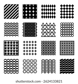 Collection of black and white abstract geometric aesthetic icons