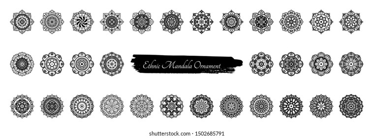 Collection of black and white abstract mandalas. Can be used for greeting card, phone case print, etc. Vector illustration EPS 10
