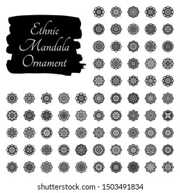 Collection of black and white abstract mandalas. Can be used for greeting card, phone case print, etc. Vector illustration EPS 10