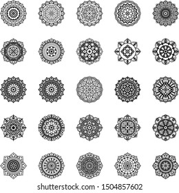 Collection of black and white abstract mandalas. Can be used for greeting card, phone case print, etc. Vector illustration EPS 10