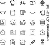 A collection of black and white bakery icons