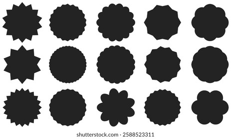 Collection of black and white blank badge circular shapes