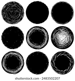 A collection of black and white circles on a white backdrop