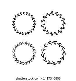 Collection of black and white circular laurel wreaths for use as design elements
