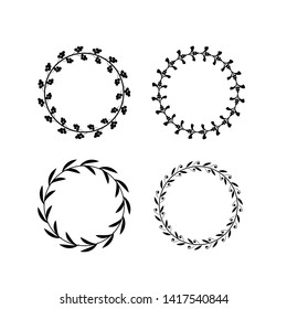Collection of black and white circular laurel wreaths for use as design elements