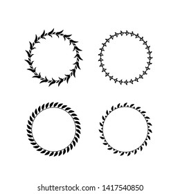 Collection of black and white circular laurel wreaths for use as design elements