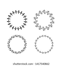 Collection of black and white circular laurel wreaths for use as design elements