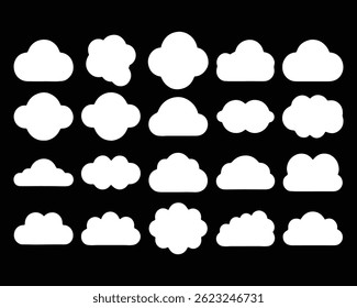 Collection of Black and White Cloud Icons, Vector Illustrator Fully Editable file. 