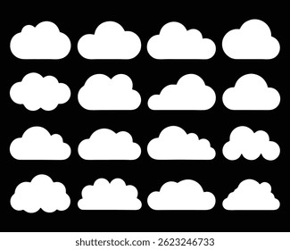Collection of Black and White Cloud Icons, Vector Illustrator Fully Editable file. 
