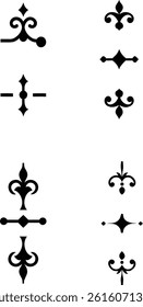 A collection of black and white decorative elements, perfect for adding a touch of elegance and vintage charm to any design project.
