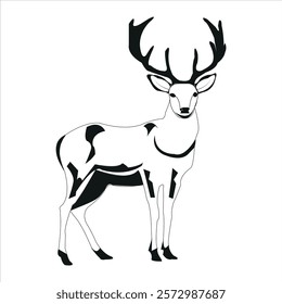 Collection of black and white deer icons.Logo of deer.Deer simple icon.Reindeer vector symbols.Set of deer.
