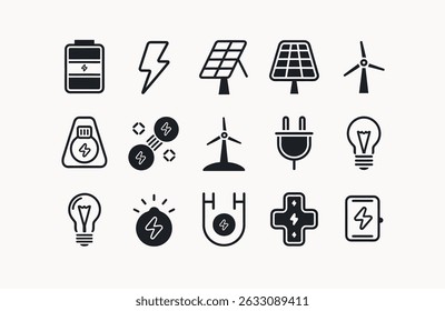 Collection of Black and White Energy Icons