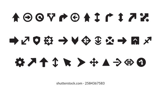 Collection of Black and White Flat Design UI Icons, Set of flat icons, signs, symbols arrow for interface design, web design,