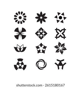 Collection of Black and White Floral Design Elements
