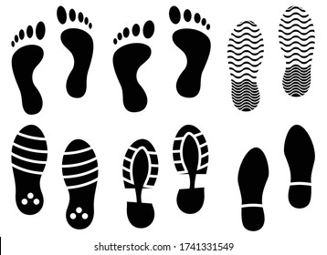 collection of black & white footprint silhouette 