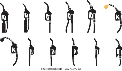 Collection of Black and White Fuel Pump Icons