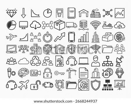 Collection of Black and White Icon Illustrations