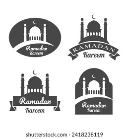 Collection of black and white islamic labels. - Vector.