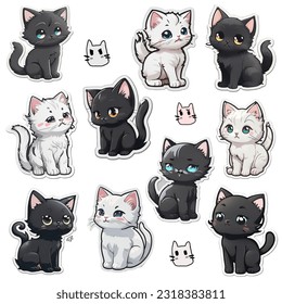 The Collection of Black and White kittens