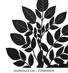collection of black and white leaf silhouettes Vector illustration