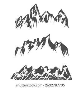 colección de ilustraciones de acantilados de montaña en blanco y negro.