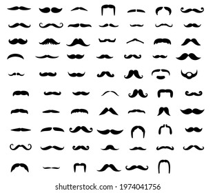 Collection of black and white moustache vector. 