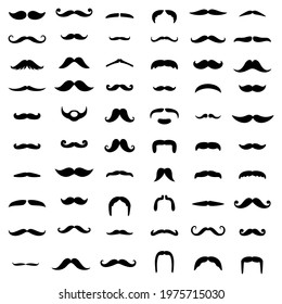 Collection of black and white moustache vector. 