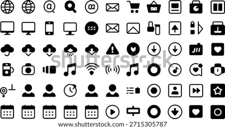 Collection of black and white on white background symbols 1