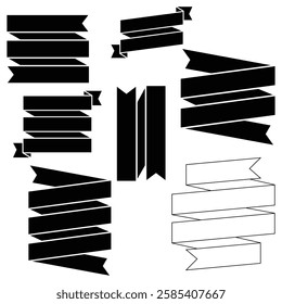 Collection of Black and White Ribbon Design Templates