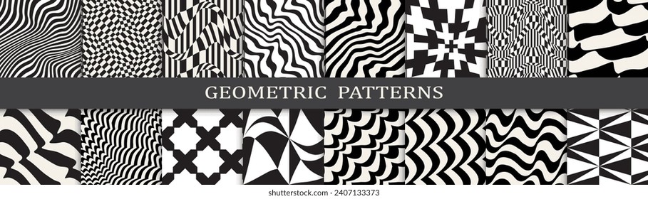 collection of black and white seamless patterns