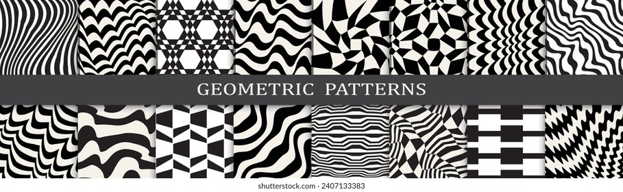collection of black and white seamless patterns