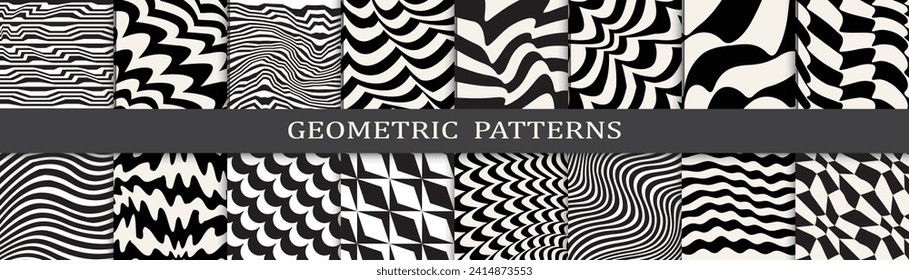 collection of black and white seamless patterns